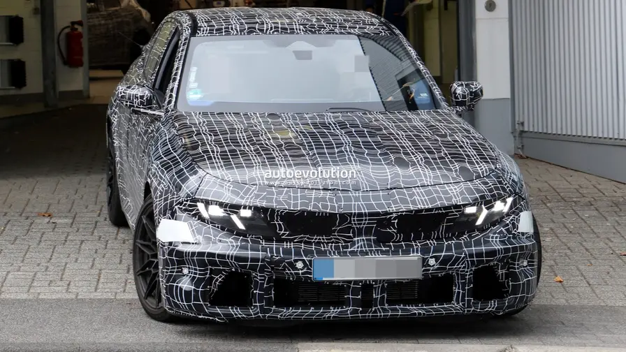 2029 BMW M3 mule shows Neue Klasse front, wide fenders
